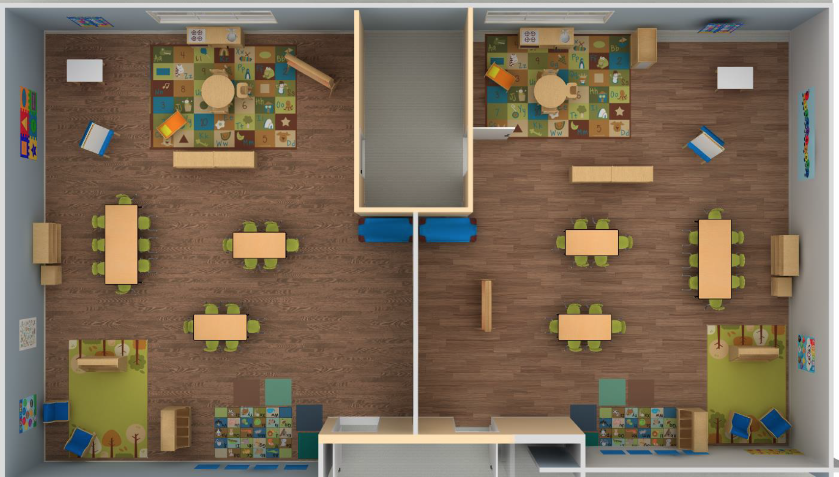rendering, classroom interior